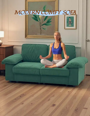 Modern Green Velvet Storage Sofa (2.5S) 78.74 Inch