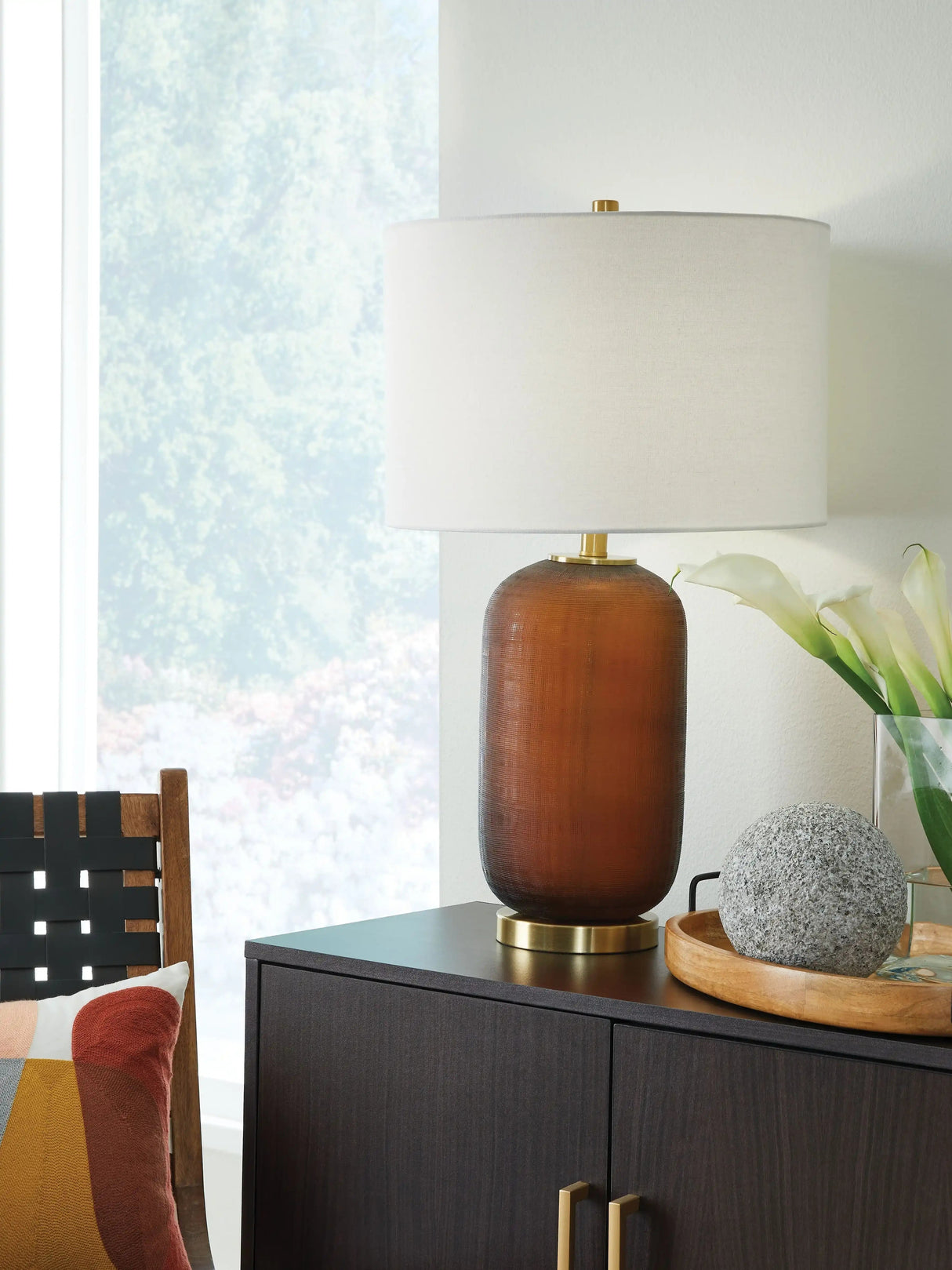 Farberman - Glass Table Lamp - Amber - Best Buy Furniture