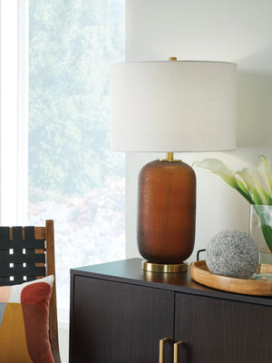 Farberman - Glass Table Lamp - Amber - Best Buy Furniture