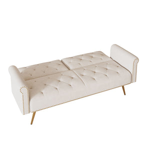 Luxurious Sofa Bed With Nail Head Trim And Matching Pillow