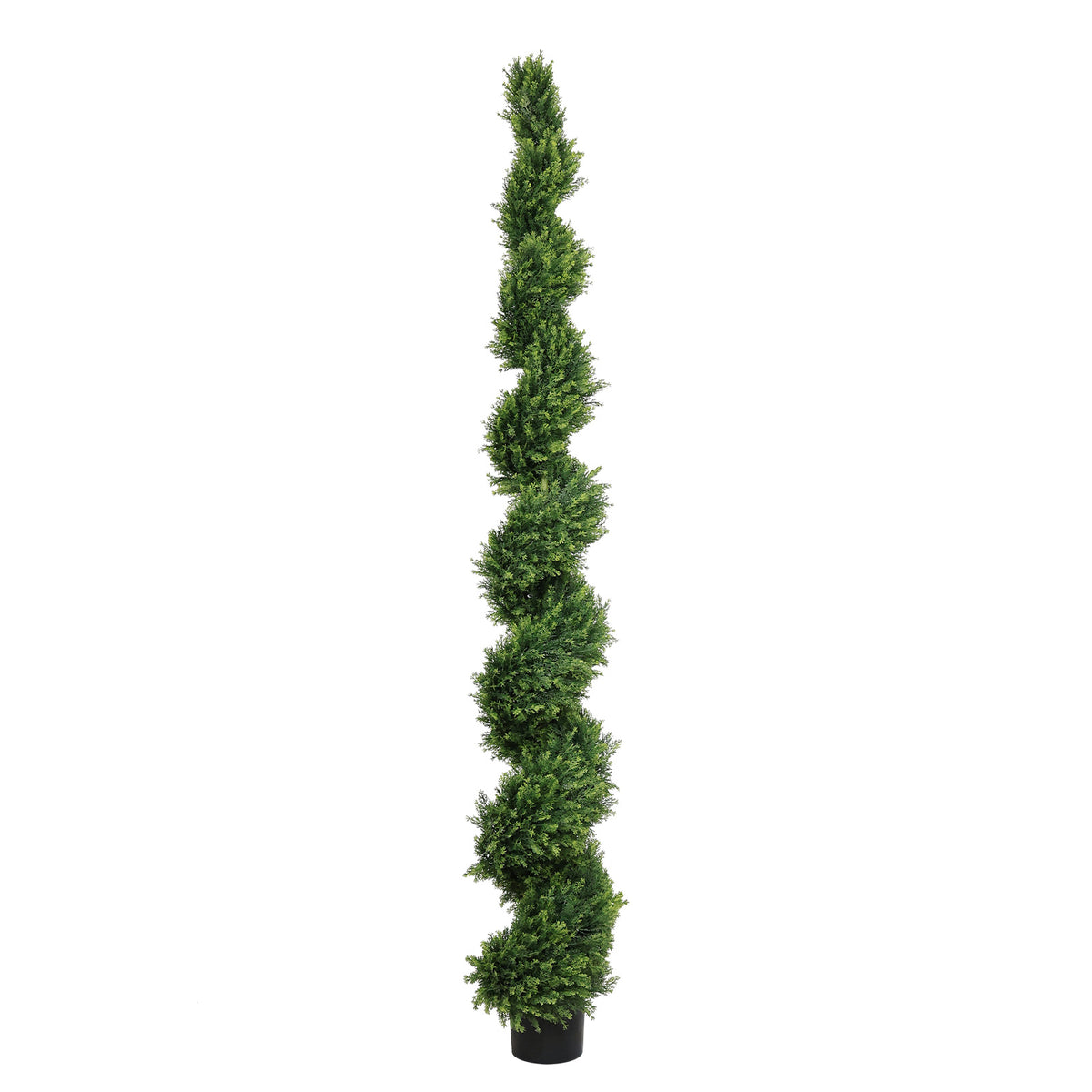 7FT Tall Artificial Cypress Pine Tree with Spiral Design - Two-Tone Green