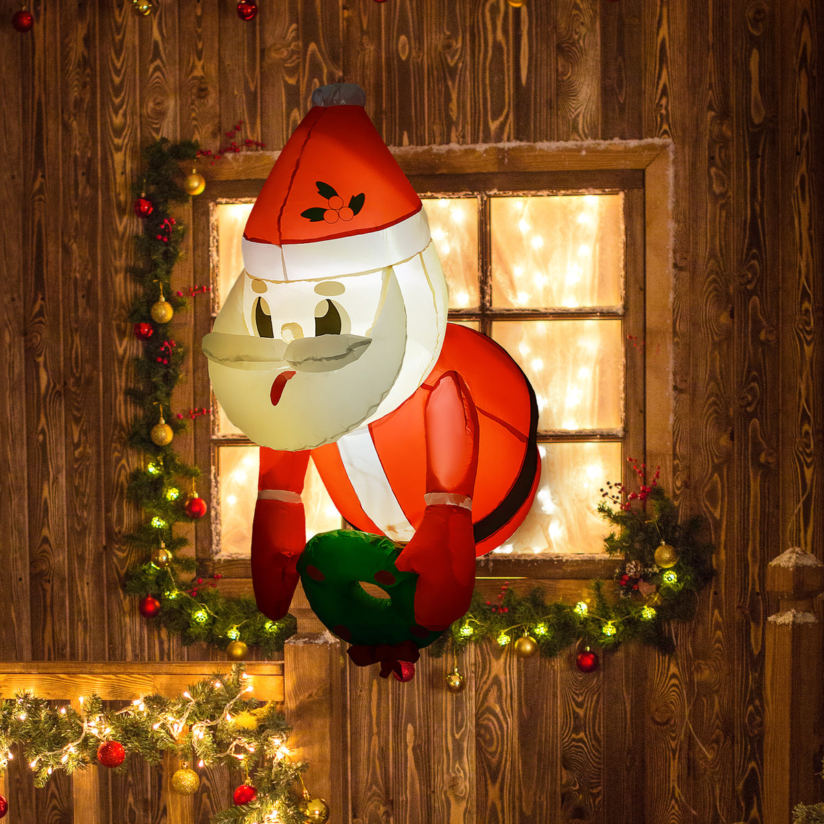 Outsunny 3.4' Christmas Inflatable Hanging Santa Claus