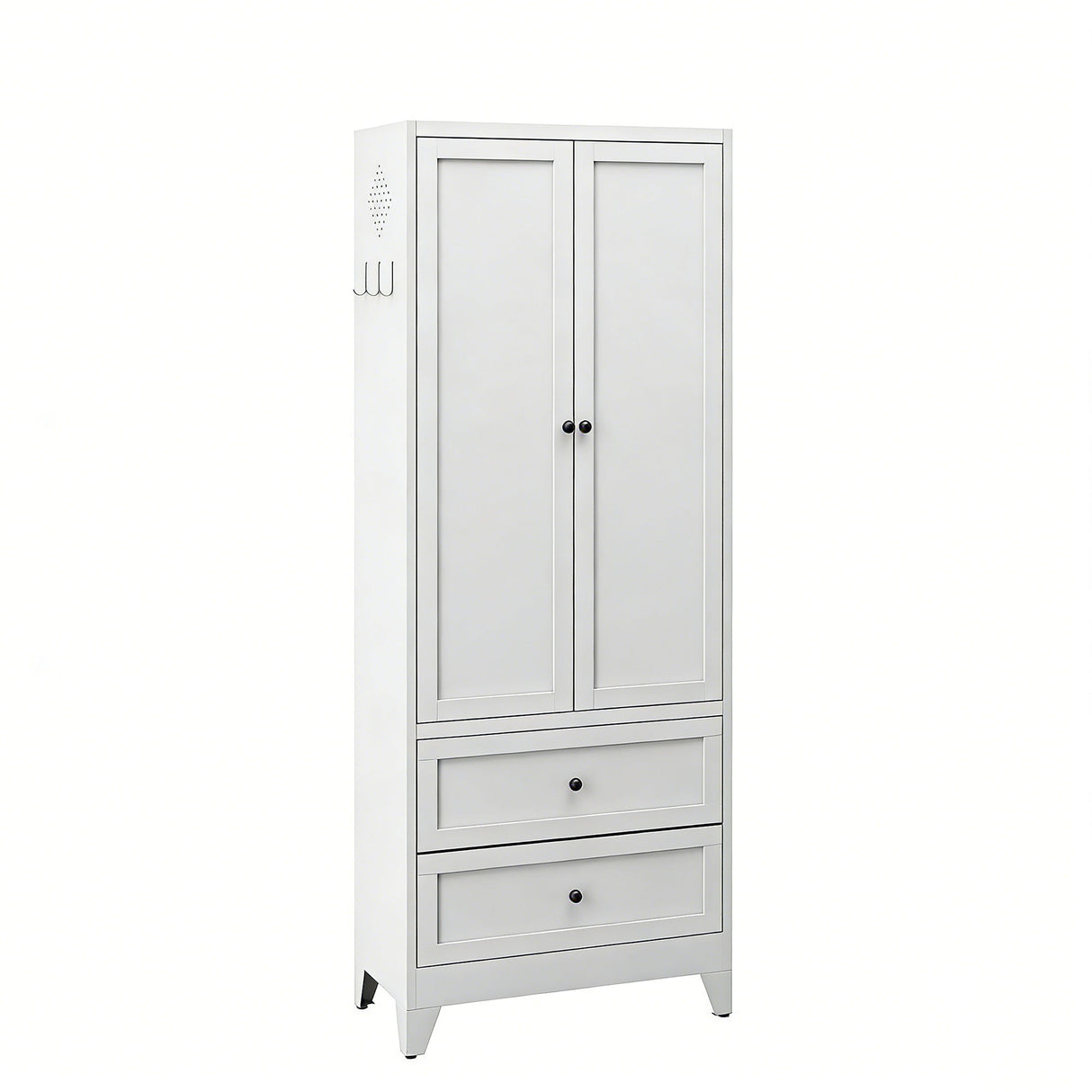 Pantry Cabinet With 2 Drawers, Adjustable Shelves, Freestanding Kitchen Storage Organizer - White