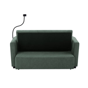 Convertible Sofa Bed Loveseat Sofa With Three USB Ports, Two Side Pockets, Two Cup Holders And 360° swivel Phone Holder For Living Room