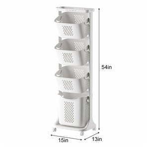4-Tier Laundry Hamper Sorter with Wheels and Removable Baskets