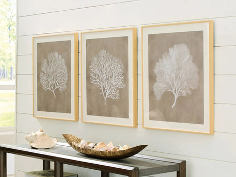Hendridge - Wall Art Set (Set of 3) - Taupe / White - Best Buy Furniture