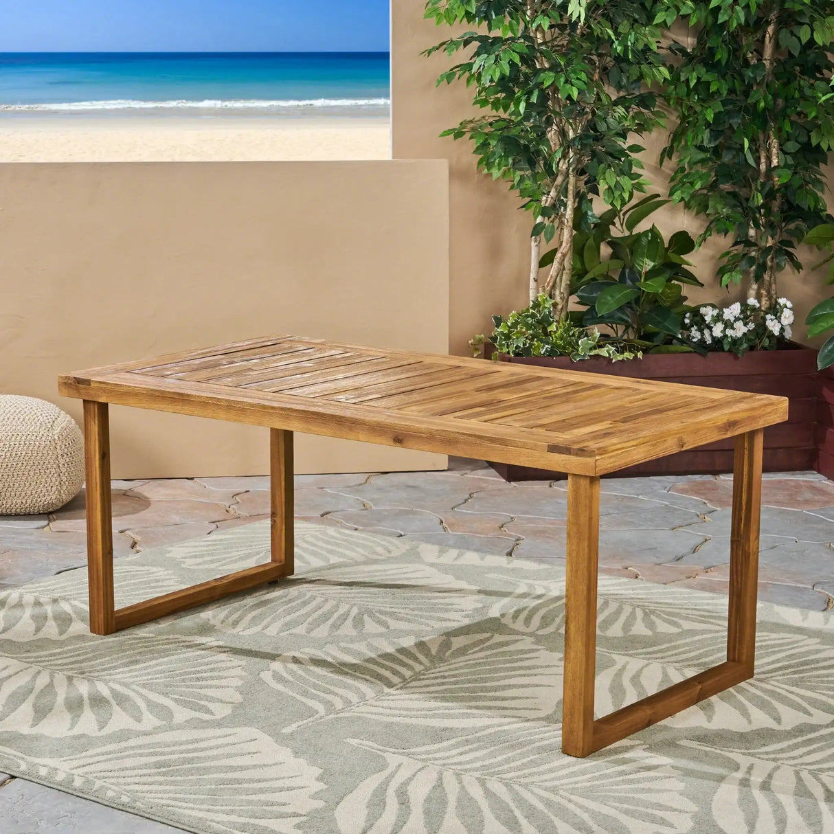 Outdoor Acacia Wood Dining Table, Sandblast Finish - Best Buy Furniture