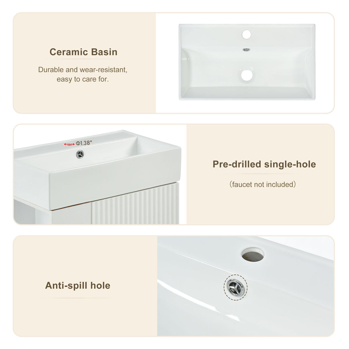 Bathroom Vanity, Combo Cabinet, Bathroom Storage Cabinet, Single Ceramic Sink