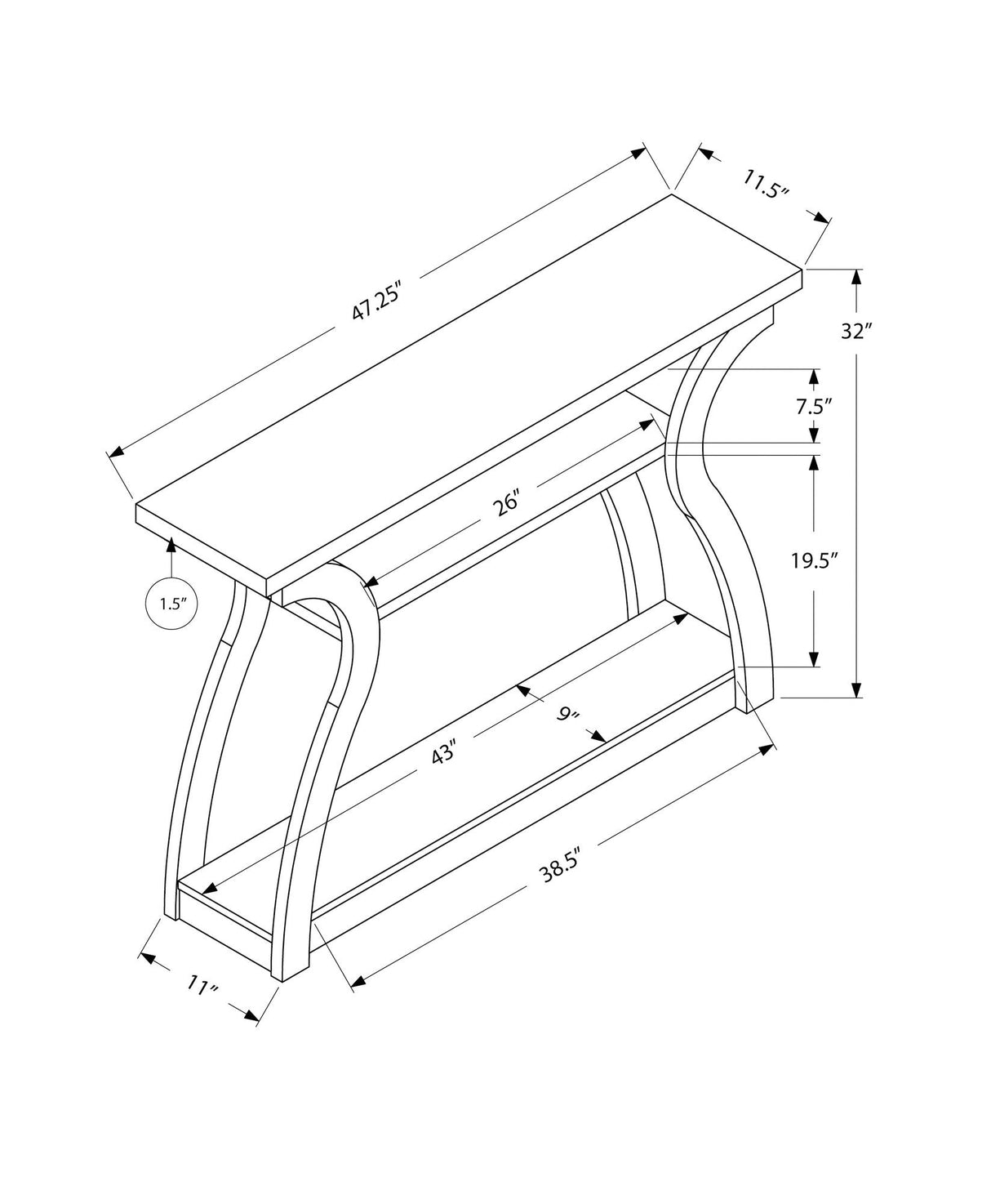 Accent Console Table For Entryway, Unique Curved Design - Best Buy Furniture