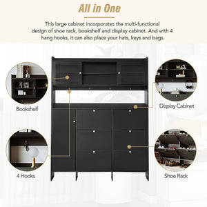 On Trend Multifunctional Tipping Bucket Shoe Cabinet With Storage Shelf & 6 Flip Drawers