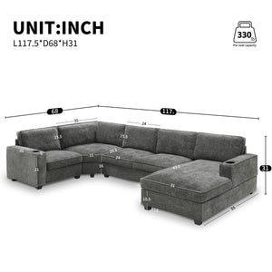 117.5" U-Shaped Sectional Sofa