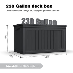230 Gallon Large Outdoor Storage XXL Deck Box