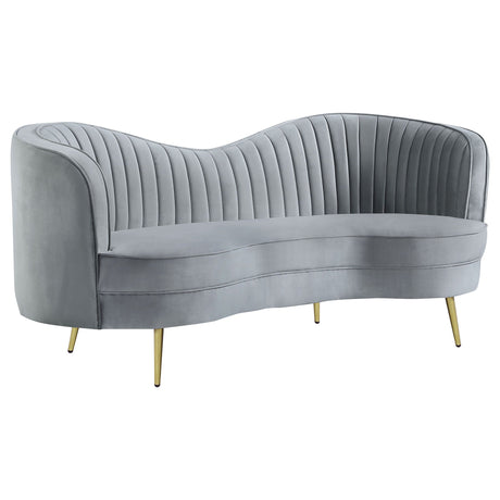 Sophia - 3 Piece Upholstered Channel Tufted Sofa Set - Gray