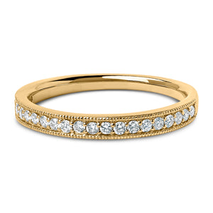 14K Yellow Gold 1/4 Cttw Round Diamond Milgrain Wedding Band (I-J Color, SI2-I1 Clarity) - Size 6.5