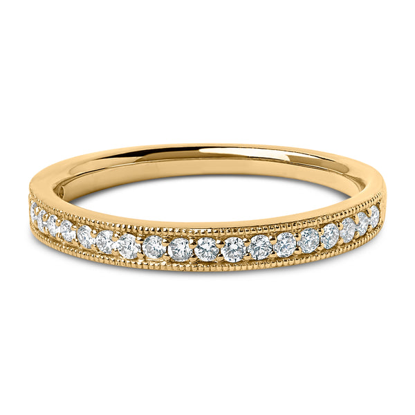 14K Yellow Gold 1/4 Cttw Round Diamond Milgrain Wedding Band (I-J Color, SI2-I1 Clarity) - Size 6.5