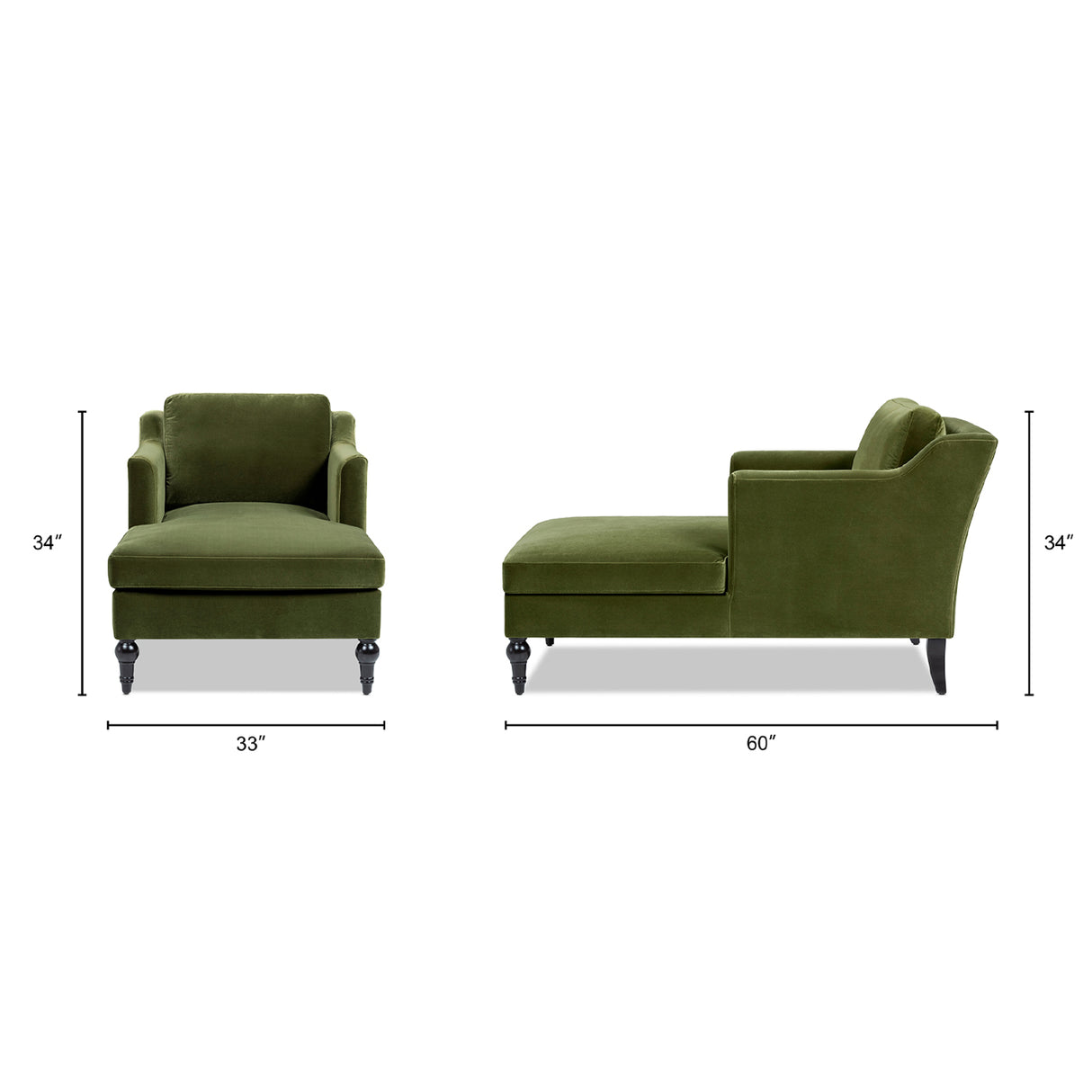 Josephine 60" Upholstered Chaise Lounge in Olive