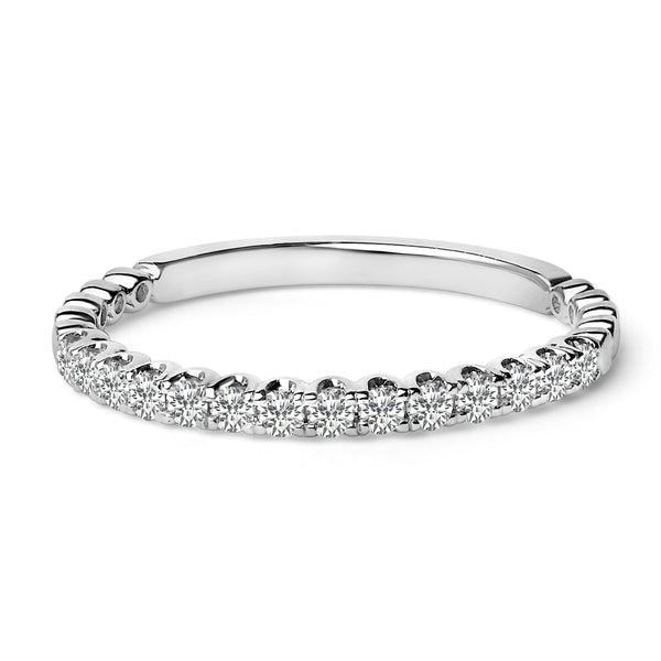 14K White Gold 1/4 Cttw Round Diamond Prong Set Wedding Band
