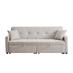 3 In 1 Convertible Sleeper Sofa Bed, Reclining Backrest, Pillows, Pockets