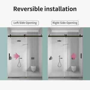 56-60" W x 76" H Frameless Single Sliding Soft-Close Shower Door