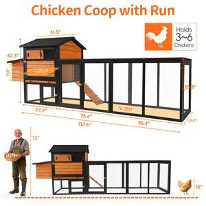 Large Brown and Black Wooden Chicken Coop