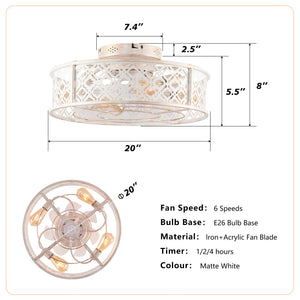 20" Flower Style Iron Ceiling Fan With Remote Control