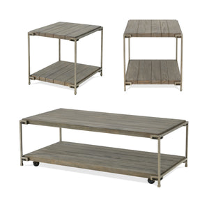 Corbeta 3-Piece Metal Frame Wood Living Room Coffee Table Set