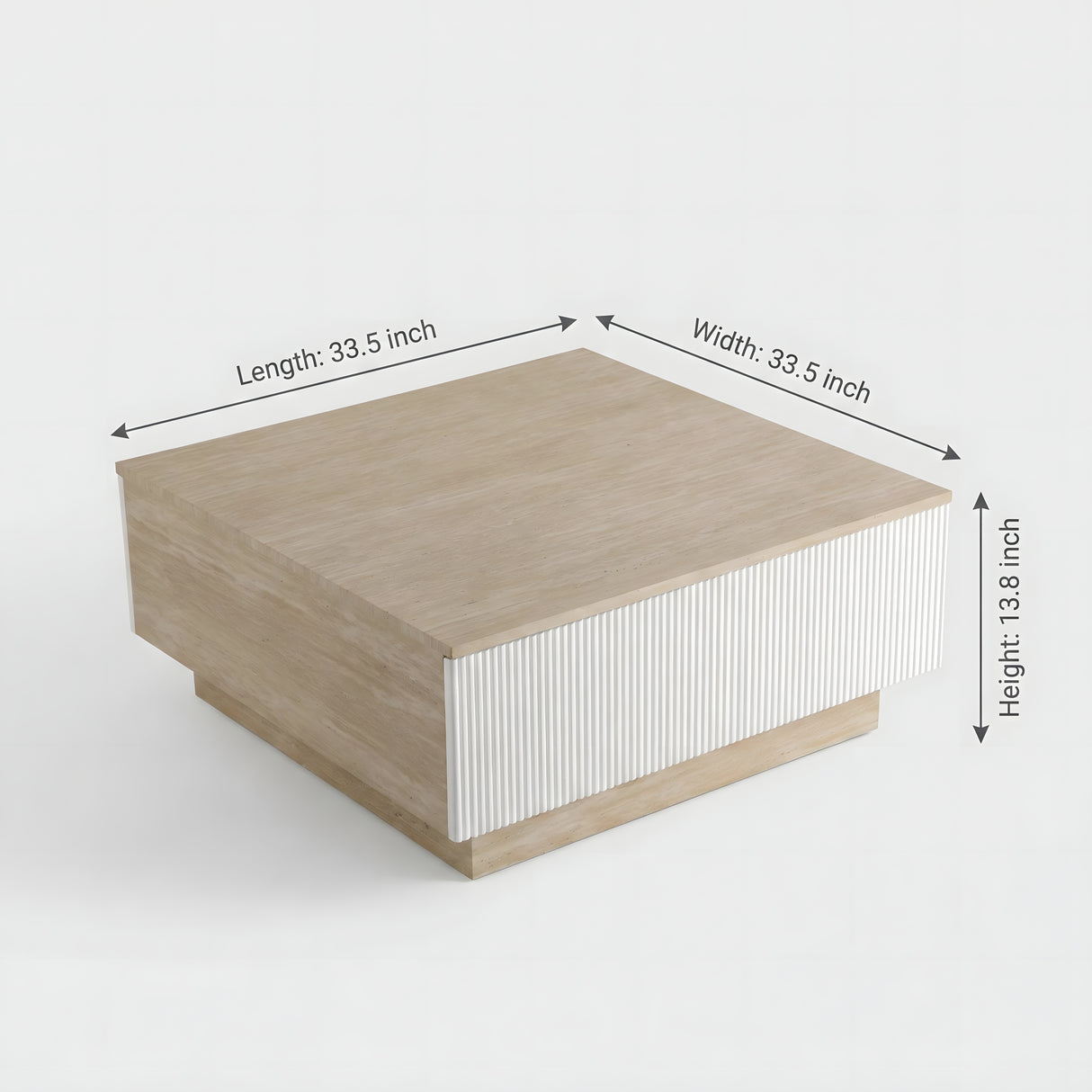 Modern Faux Travertine Coffee Table with 2 Drawers