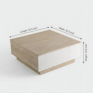 Modern Faux Travertine Coffee Table with 2 Drawers