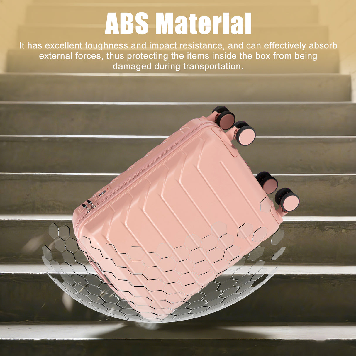20 Inch ABS Hard Shell Travel Checked Luggage - Pink