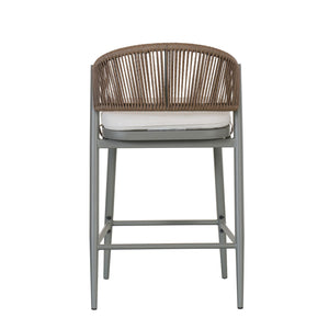 Outdoor 26" Counter Height Metal Frame Counter Stools With Scallop Shaped Backrest & Water Resistant Cushions