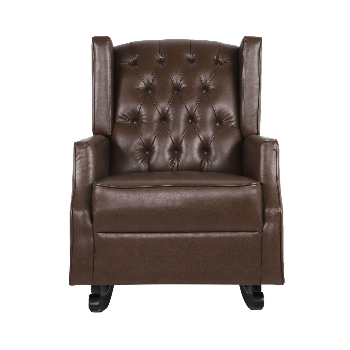 Amedou - Contemporary Tufted Wingback Rocking Chair - Dark Brown - Best Buy Furniture