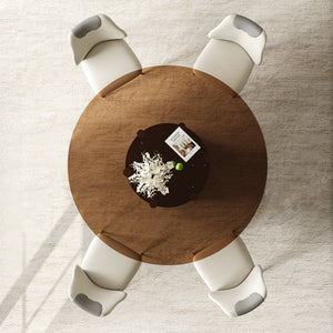 Modern Round Dining Table Set With Glass Top And Steel Legs