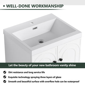 Contemporary Freestanding Bathroom Vanity With Resin Sink & Soft-Close Cabinet Doors