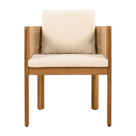 7 Piece Outdoor Dining Set With Table And Chairs - Beige / Brown