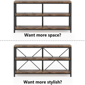 Console Table With 3 Tier Storage Shelves Finish, Slim Narrow Design For Living Entryway - Brown / Black