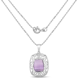 7.30 Carat Genuine Amethyst .925 Sterling Silver Pendant