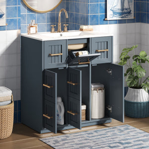 Bathroom Vanity With Undermount Sink, Soft-Close Doors, Drawers, Ceramic Sink