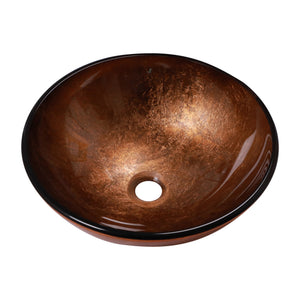 Artistic Tempered Glass Vessel Sink With Pop Up Drain