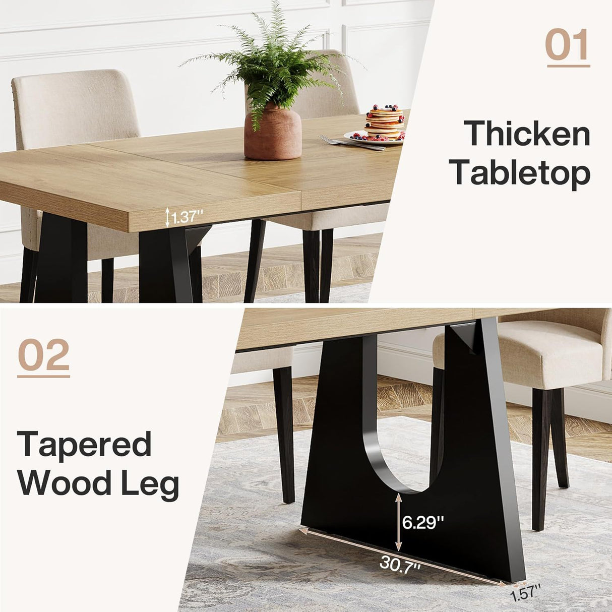 Dining Large Rectangular Kitchen & Dinner Table