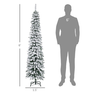 HOMCOM 6' Tall Unlit Snow Flocked Artificial Christmas Tree