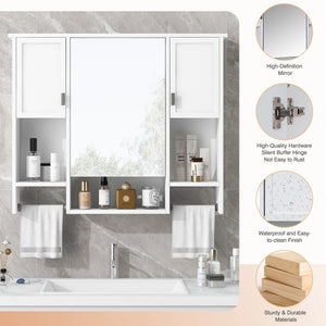 Wall Mounted Bathroom Storage Cabinet With Mirror, Medicine Cabinet With Towel Bar