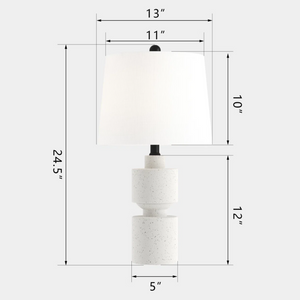 24.5-Inch Modern Farmhouse Table Lamp, Beige Resin
