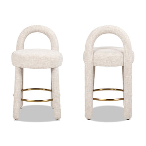 Penny 26.5" Round Arched Upholstered Counter Stool, Set of 2