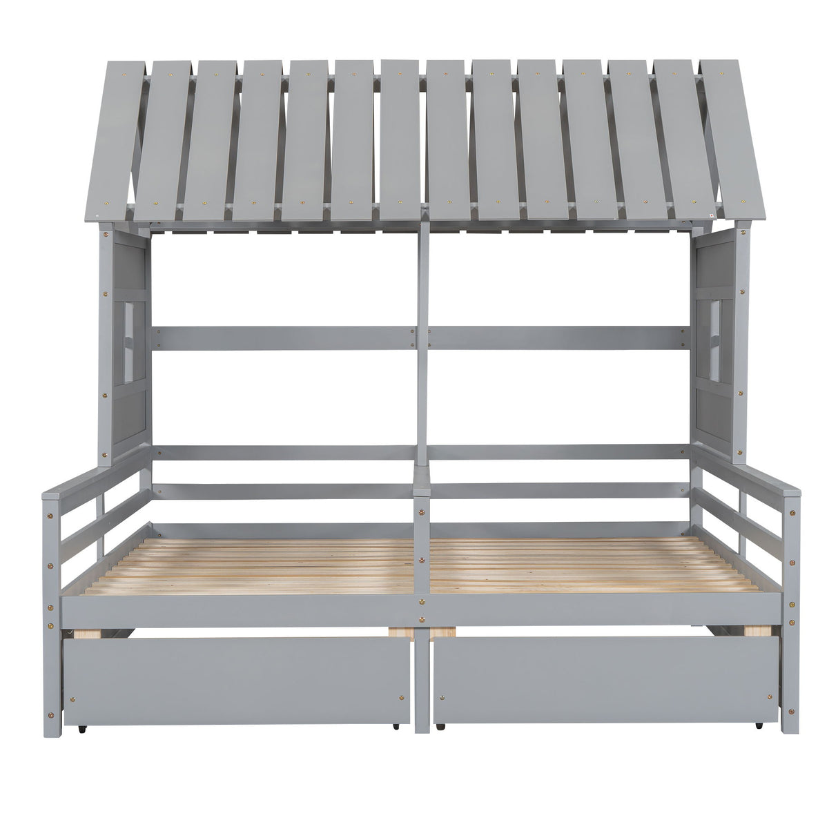 House Platform Beds With 2 Drawers, Side By Side Design