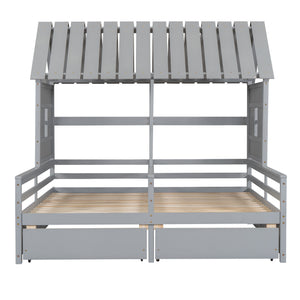 House Platform Beds With 2 Drawers, Side By Side Design