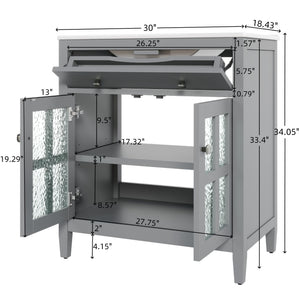 Bathroom Vanity With Ceramic Sink, Adjustable Shelf & Tip Out Tray