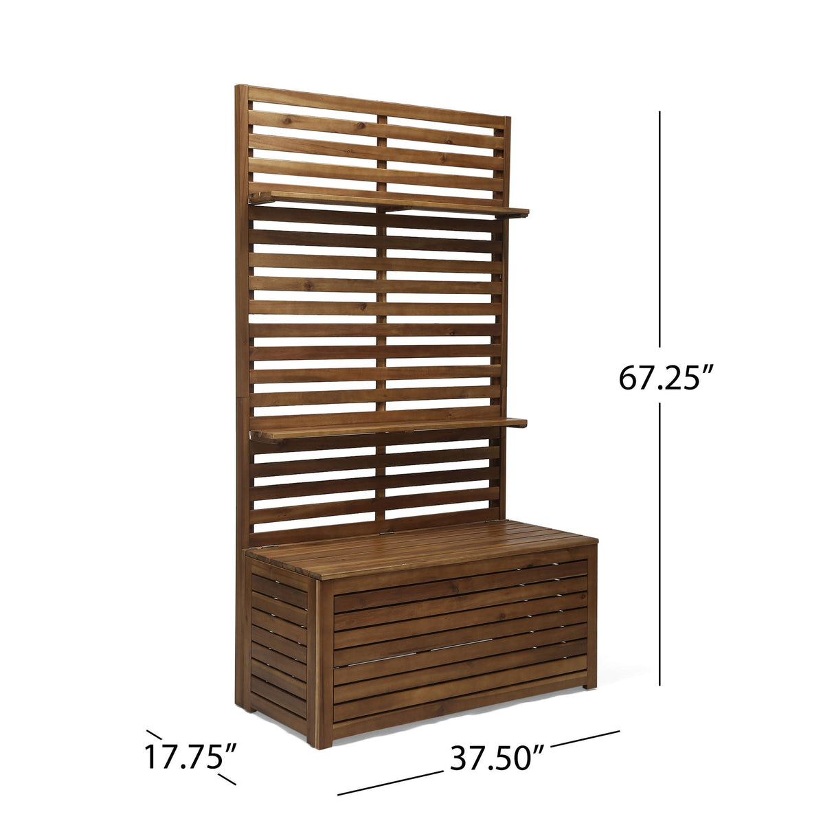 Storage Bench With Rack - Teak - Best Buy Furniture