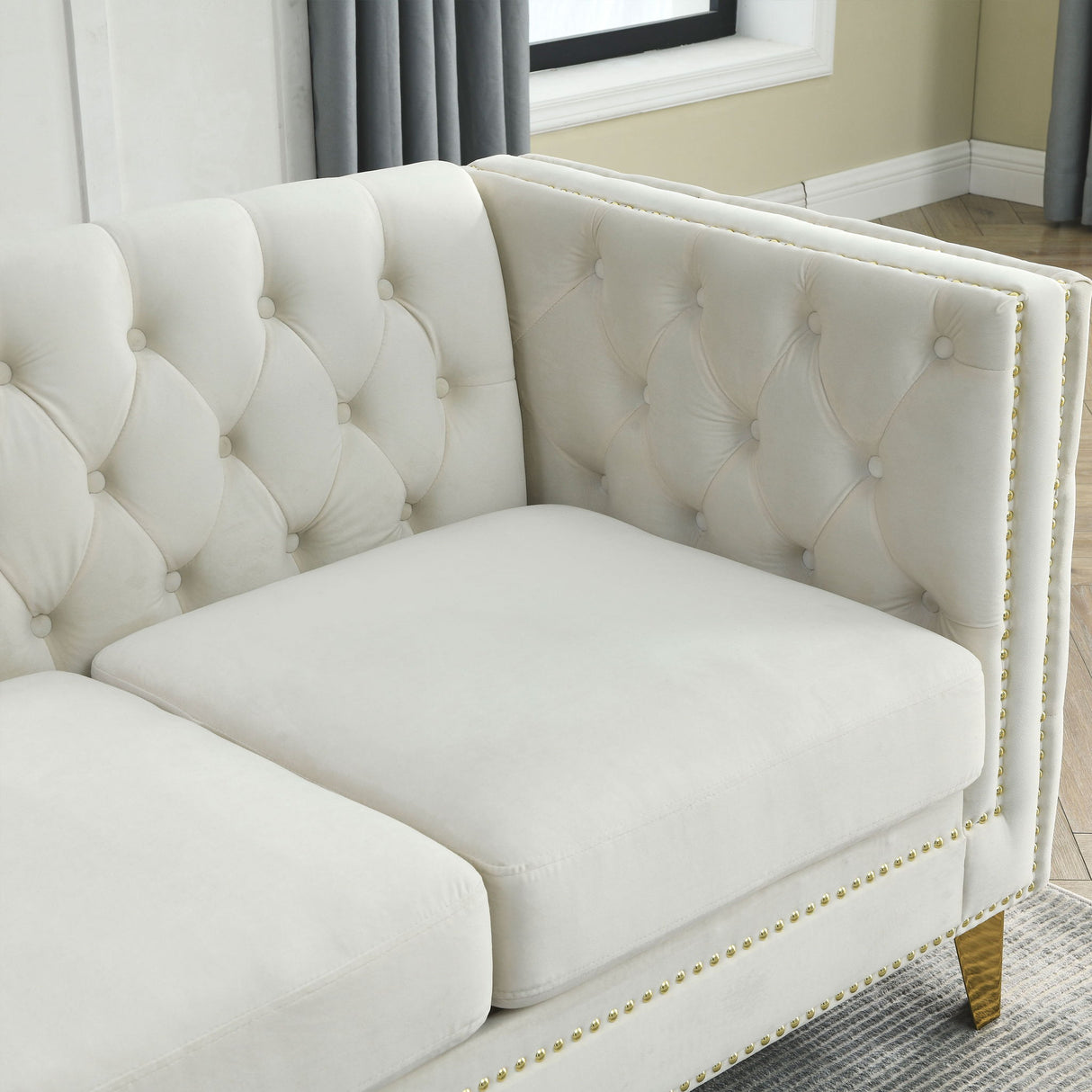 Modern Sofa With Button Tufting, Upholstered Couch For Living Room