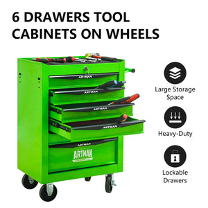 Rolling Metal Tool Chest with 6 Drawers, 20"