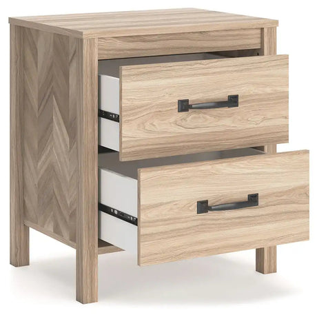 Battelle - Two Drawer Night Stand - Tan - Best Buy Furniture